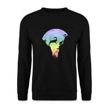 Springender Steinbock - Unisex Pullover - Schwarz - Vorne - Alina (178cm) & Michal (187cm)