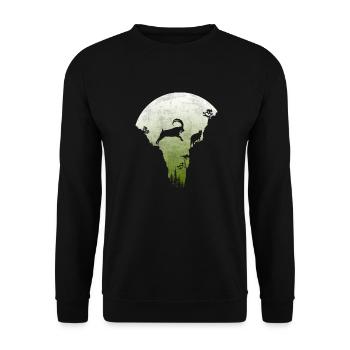 Springender Steinbock - Unisex Pullover - Schwarz - Vorne - Alina (178cm) & Michal (187cm)
