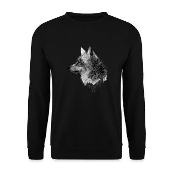 Wolf - Geometric minimalist style - Unisex Sweatshirt - black - Front - Alina (178cm) & Michal (187cm)