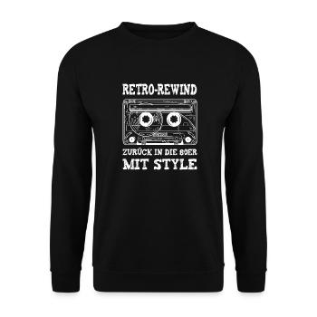 Kassette Retro Vintage Spruch Geschenk - Unisex Pullover - Schwarz - Vorne - Alina (178cm) & Michal (187cm)