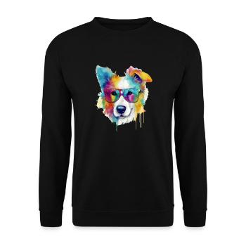 Rexo the bespectacled dog - Unisex Sweatshirt - black - Front - Alina (178cm) & Michal (187cm)