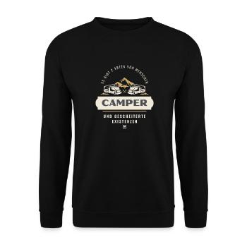 sidback unltd. - Camper sind die besten - Unisex Pullover - Schwarz - Vorne - Alina (178cm) & Michal (187cm)
