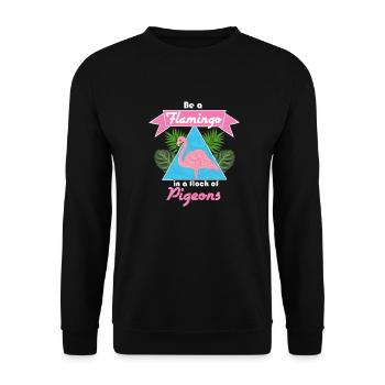 Be A Pink Flamingo Gift Print Retro Flamingos - Sweat-shirt Unisexe - noir - Devant - Alina (178cm) & Michal (187cm)