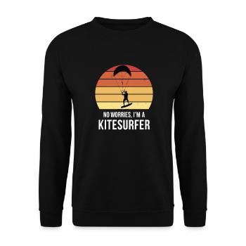 Keine Sorge, ich bin ein Kitesurfer - Unisex Pullover - Schwarz - Vorne - Alina (178cm) & Michal (187cm)