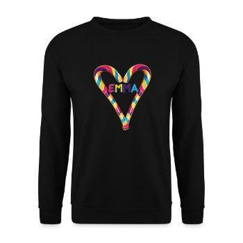 Emma,Name ,Heart, Candy Cane, Candy - Unisex Sweatshirt - black - Front - Alina (178cm) & Michal (187cm)