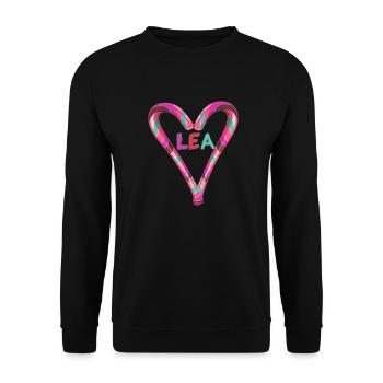 Lea,Name ,heart, candy cane, candy - Unisex Sweatshirt - black - Front - Alina (178cm) & Michal (187cm)