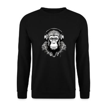 Chita, der audiophile Affe - Unisex Pullover - Schwarz - Vorne - Alina (178cm) & Michal (187cm)