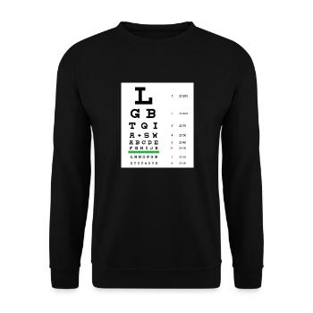 LGBTQIA+ eye chart - Unisex Sweatshirt - black - Front - Alina (178cm) & Michal (187cm)