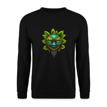 Florales Geistchen - Unisex Pullover - Schwarz - Vorne - Alina (178cm) & Michal (187cm)
