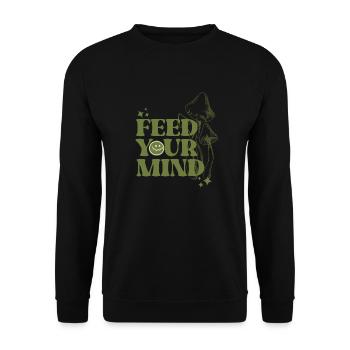 feed Your mind, retro groovy - Unisex Sweatshirt - black - Front - Alina (178cm) & Michal (187cm)