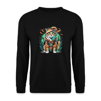 Un chat cyberpunk dans un costume halloween - Sweat-shirt Unisexe - noir - Devant - Alina (178cm) & Michal (187cm)