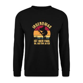Irgendwas ist hier Faul OH DAS BIN JA ICH - Unisex Pullover - Schwarz - Vorne - Alina (178cm) & Michal (187cm)