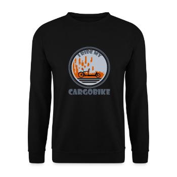 Lastenfahrrad, Cargobike, e-bike Stadtbild - Unisex Pullover - Schwarz - Vorne - Alina (178cm) & Michal (187cm)