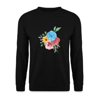 Fleurs watercolor simple - Sweat-shirt Unisexe - noir - Devant - Alina (178cm) & Michal (187cm)