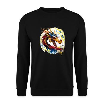 Freundlicher Drache (Artwork Collection) - Unisex Pullover - Schwarz - Vorne - Alina (178cm) & Michal (187cm)