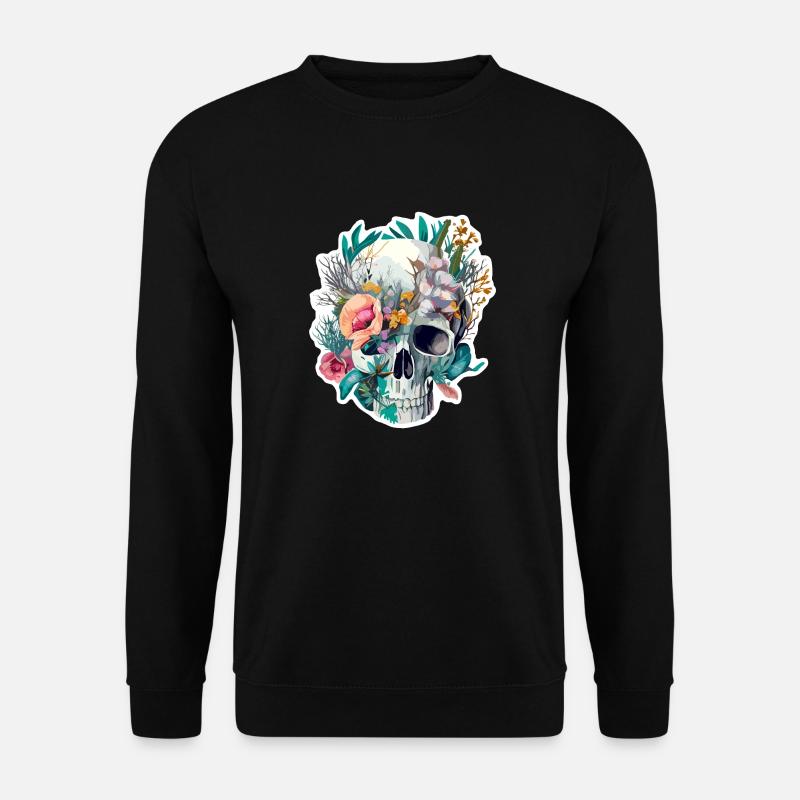 Human Skull & Flowers 28 - Unisex Sweatshirt - black