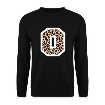 lettre o motif léopard -idée cadeau d’anniversaire - Sweat-shirt Unisexe - noir - Devant - Alina (178cm) & Michal (187cm)