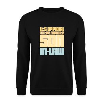 It's Official I'm The Favorite Son-In-Law Spruch - Unisex Pullover - Schwarz - Vorne - Alina (178cm) & Michal (187cm)