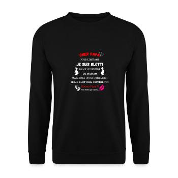 Ankündigung der Schwangerschaft des werdenden Vaters - Unisex Pullover - Schwarz - Vorne - Alina (178cm) & Michal (187cm)
