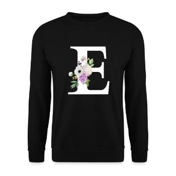 Purple Floral Letter E - Unisex Sweatshirt - black - Front - Alina (178cm) & Michal (187cm)