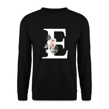 Lettre e floral tropical - Sweat-shirt Unisexe - noir - Devant - Alina (178cm) & Michal (187cm)