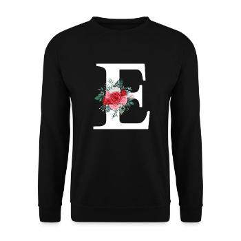 Lettre e floral rouge - Sweat-shirt Unisexe - noir - Devant - Alina (178cm) & Michal (187cm)