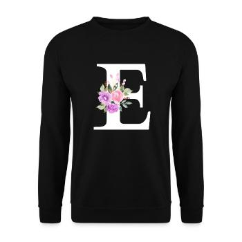 Lettre e floral violet - Sweat-shirt Unisexe - noir - Devant - Alina (178cm) & Michal (187cm)