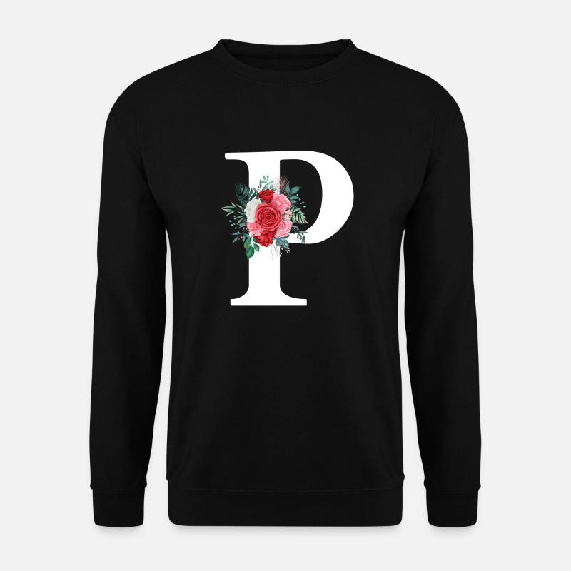 Roter Blumenbuchstabe P - Unisex Pullover - Schwarz