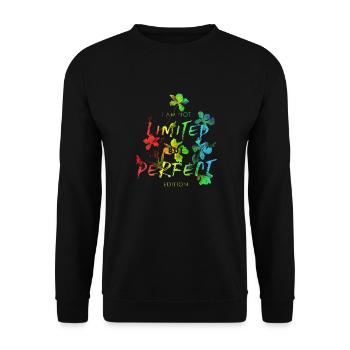 Vibes nur Liebe Zitat Vektor Vintage Blumen Kunst - Unisex Pullover - Schwarz - Vorne - Alina (178cm) & Michal (187cm)