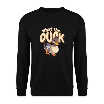 Ente Wasservogel Tier lustiger Spruch - Unisex Pullover - Schwarz - Vorne - Alina (178cm) & Michal (187cm)