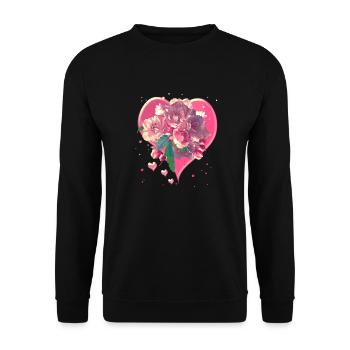 Heart with Almond Blossoms Heart Flowers - Unisex Sweatshirt - black - Front - Alina (178cm) & Michal (187cm)