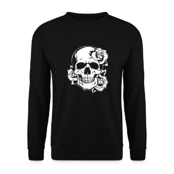 Gothic Skull with Roses - Unisex Sweatshirt - black - Front - Alina (178cm) & Michal (187cm)