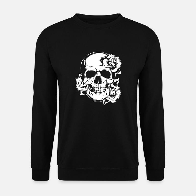 Gothic Totenschädel mit Rosen - Unisex Pullover - Schwarz