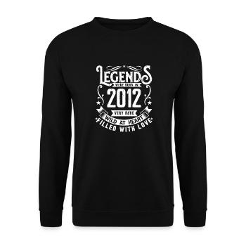 Legendary since 2012 born in 2012 Gift 2012 - Unisex Sweatshirt - black - Front - Alina (178cm) & Michal (187cm)