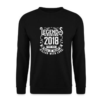 Legendär seit 2018 geboren 2018 Geschenk 2018 - Unisex Pullover - Schwarz - Vorne - Alina (178cm) & Michal (187cm)