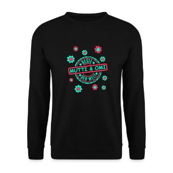 Beste Omi Mutti Blumen - Unisex Pullover - Schwarz - Vorne - Alina (178cm) & Michal (187cm)