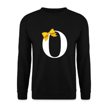 Buchstabe o gelbe Schleife - Unisex Pullover - Schwarz - Vorne - Alina (178cm) & Michal (187cm)