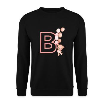 Lettre b rose ours - Sweat-shirt Unisexe - noir - Devant - Alina (178cm) & Michal (187cm)