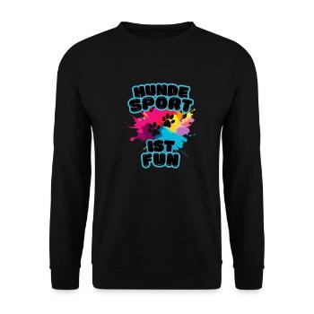 Aufdruck Hundesport ist fun rainbow Var. schwarz - Unisex Pullover - Schwarz - Vorne - Alina (178cm) & Michal (187cm)