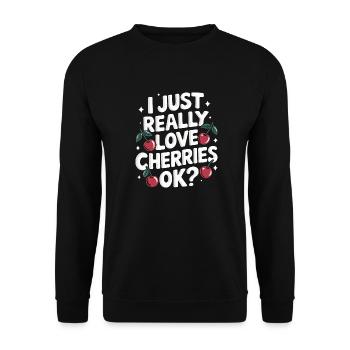 Kirsche Kirschen Früchte Essen - Unisex Pullover - Schwarz - Vorne - Alina (178cm) & Michal (187cm)