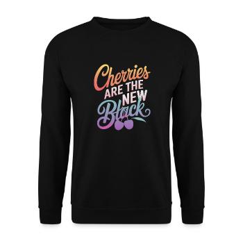 Kirsche Kirschen Früchte Essen - Unisex Pullover - Schwarz - Vorne - Alina (178cm) & Michal (187cm)