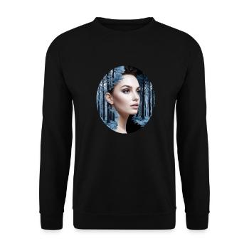 Beautiful woman combined with a forest scene - Unisex Sweatshirt - black - Front - Alina (178cm) & Michal (187cm)