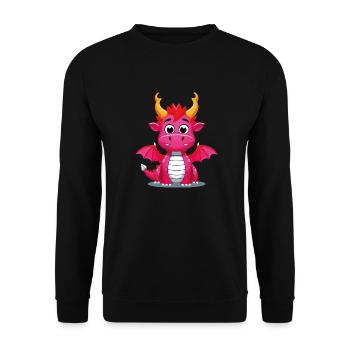 Mignon dragon de dessin animé avec des cornes dorées - Sweat-shirt Unisexe - noir - Devant - Alina (178cm) & Michal (187cm)
