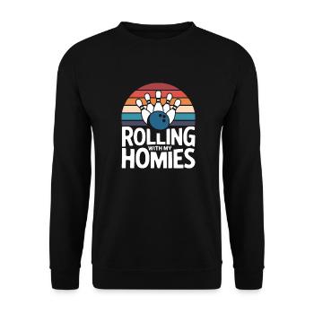 Bowling Bowler Pin Ball Bowling Ball - Sweat-shirt Unisexe - noir - Devant - Alina (178cm) & Michal (187cm)