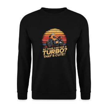 Humorous racing statement for bikers - Unisex Sweatshirt - black - Front - Alina (178cm) & Michal (187cm)