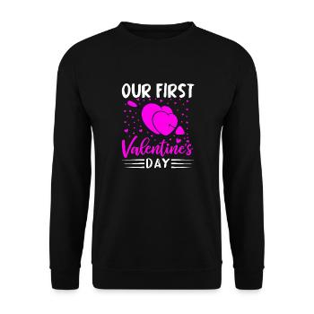 xoxo love you amore Blumen Frauen Valentinstag 14 - Unisex Pullover - Schwarz - Vorne - Alina (178cm) & Michal (187cm)