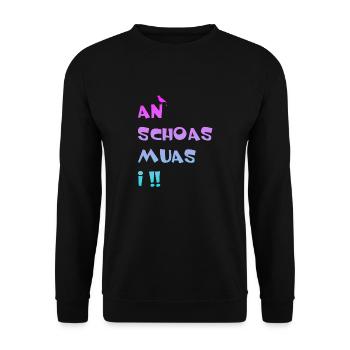An Schoas muas i, Bayern, Spruch, Rebell - Unisex Pullover - Schwarz - Vorne - Alina (178cm) & Michal (187cm)