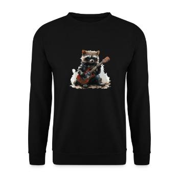 Funny Heavy Metal Raccoon - Unisex Sweatshirt - black - Front - Alina (178cm) & Michal (187cm)