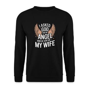 Frau Ehefrau Partnerin Familie Verheiratet - Unisex Pullover - Schwarz - Vorne - Alina (178cm) & Michal (187cm)