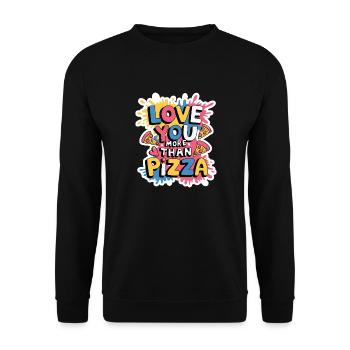 Je t'aime plus que la pizza 2025,valentine's day - Sweat-shirt Unisexe - noir - Devant - Alina (178cm) & Michal (187cm)